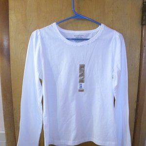 Girls White Faded Glory Long Sleeve Tee Shirt